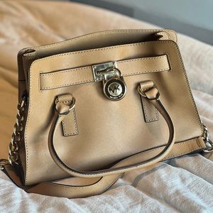 MICHAEL KORS Hamilton Satchel Handbag - Brown Saffiano